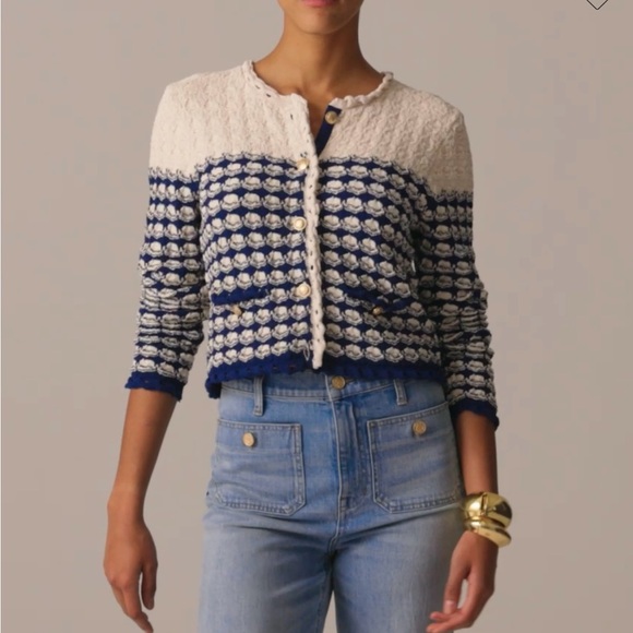Jcrew textured crochet lady jacket. - Picture 1 of 3